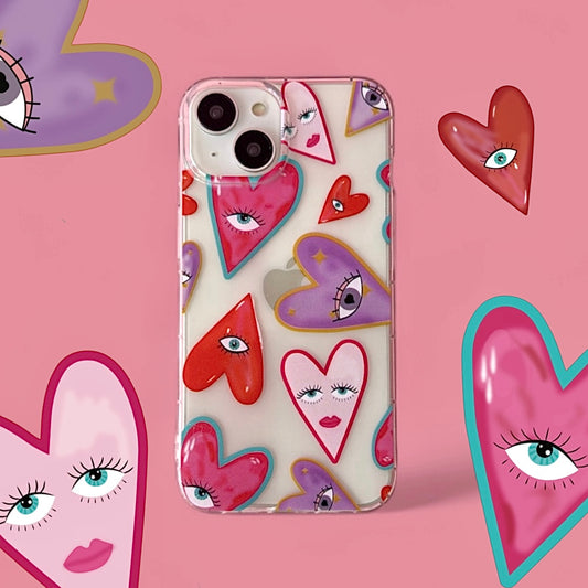 Case Ojos y Corazones Colores